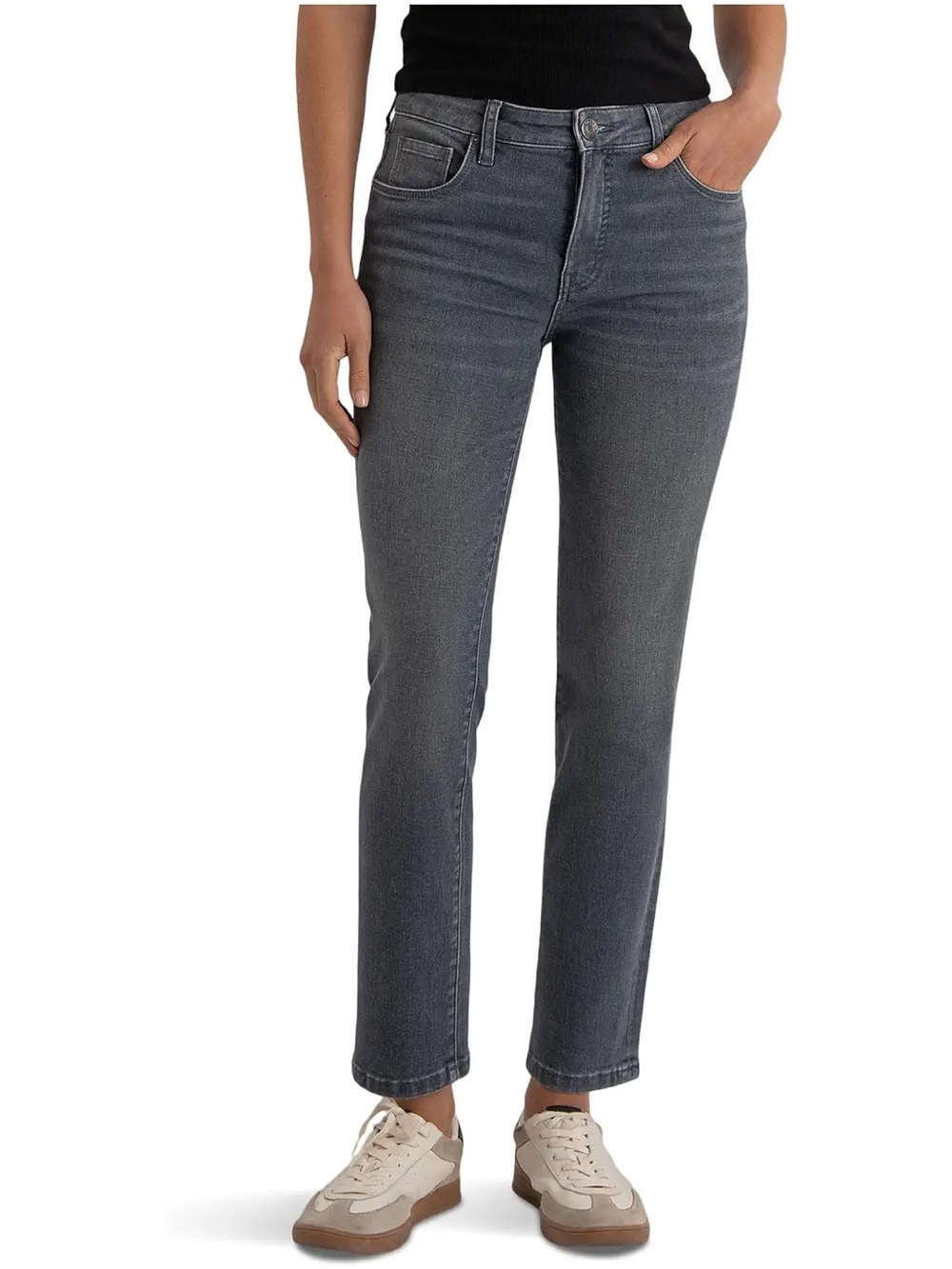 Kut from the Kloth Straight-Leg Jeans in Charcoal Gray